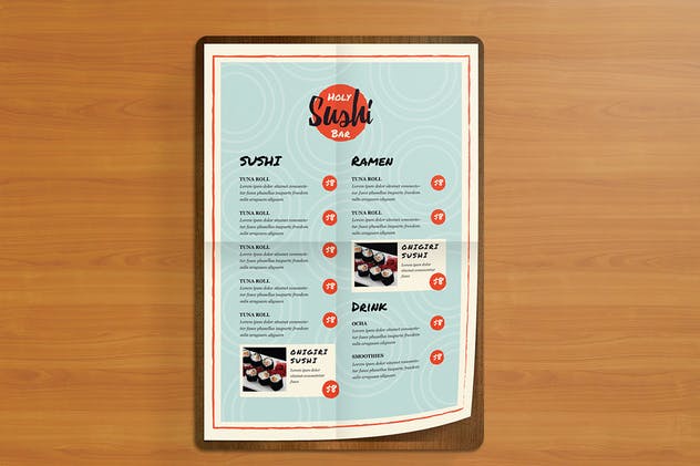日本寿司日本菜餐厅菜单传单PSD设计模板 Sushi Bar Flyer Menus插图(4)