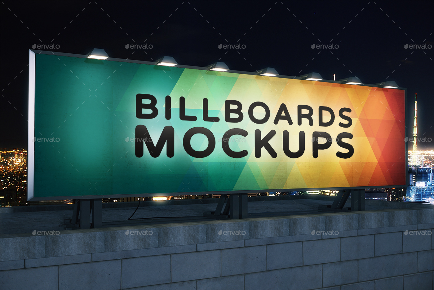 夜间广告牌展示样机模版 Billboards Mockups at Night Vol.2插图(7)
