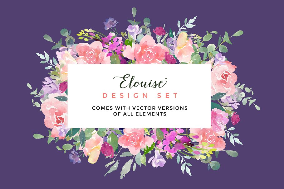埃洛伊斯水彩花卉剪辑集 Elouise – Flower Clipart Set插图1
