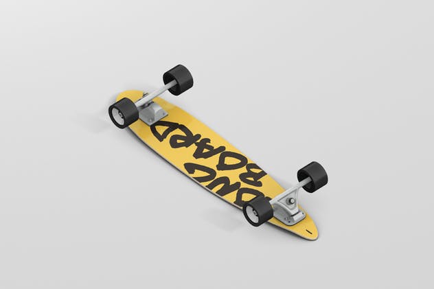 长滑板手绘图案设计样机模板 Skateboard Longboard Mockup插图(1)