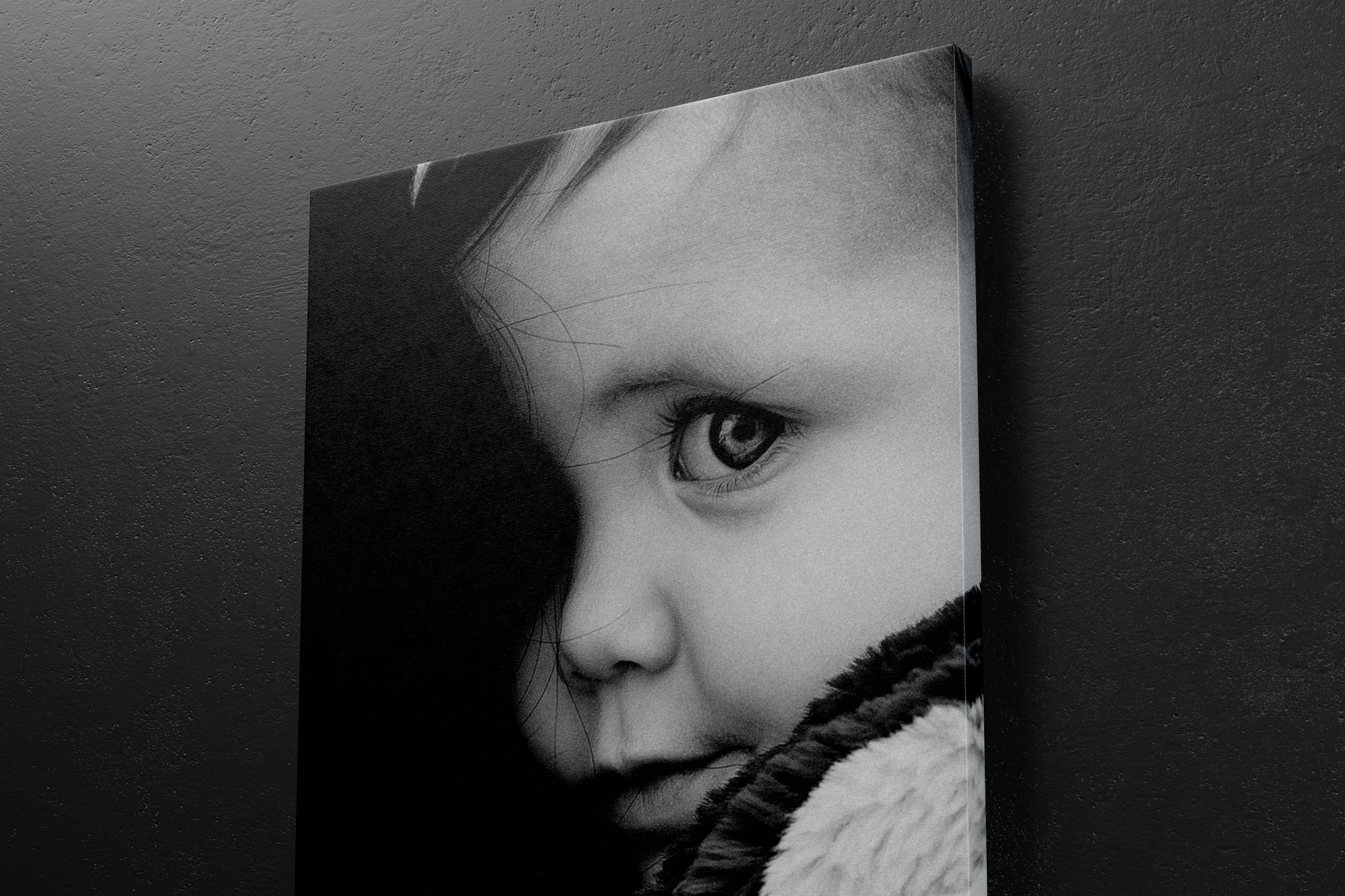 挂墙艺术画像展览画框右视图样机模板素材 2:3 Portrait Canvas Mockup Hanging on Wall, Right View插图(6)