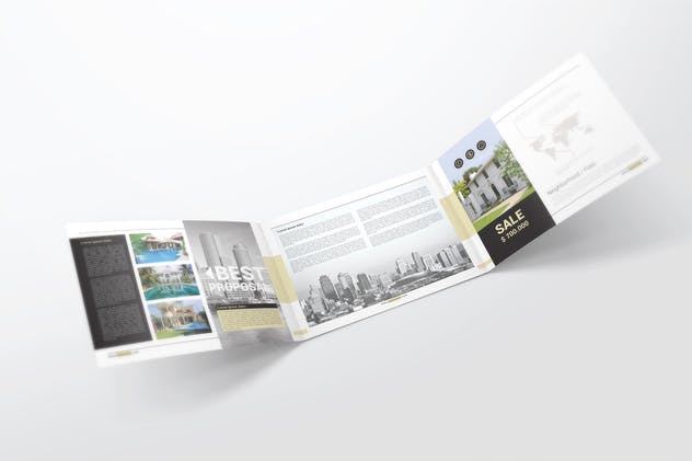 时尚简约A4三折宣传册样机 A4 Trifold Brochure Mockups插图(3)