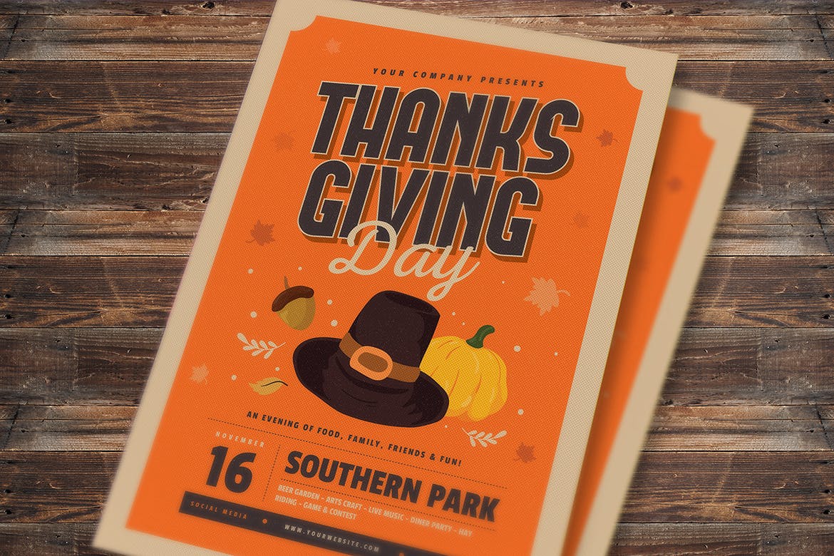 感恩节主题活动邀请海报传单设计模板 Thanksgiving Flyer插图(2)