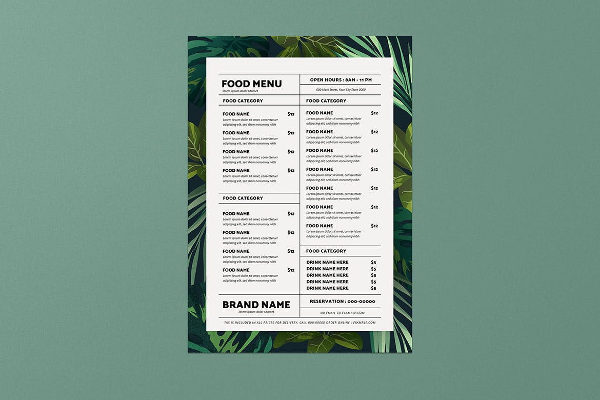 热带主题餐厅美食菜单设计模板 Tropical Food Menu插图(2)