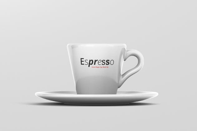 逼真咖啡杯马克杯样机模板 Espresso Cup Mockup – Cone Shape插图(5)