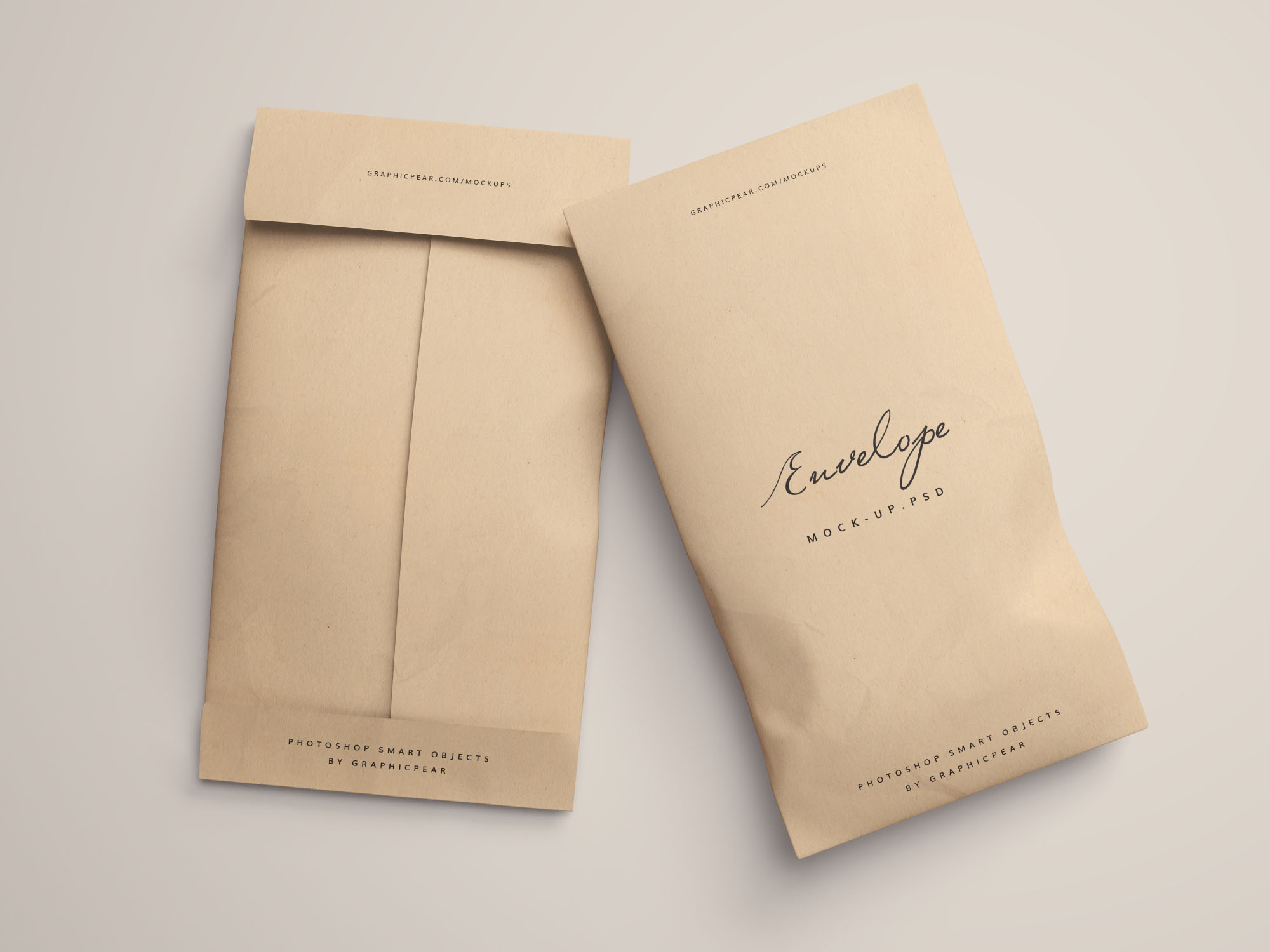 牛皮纸信封设计图样机模板 Twin Envelope Packages Mockup插图