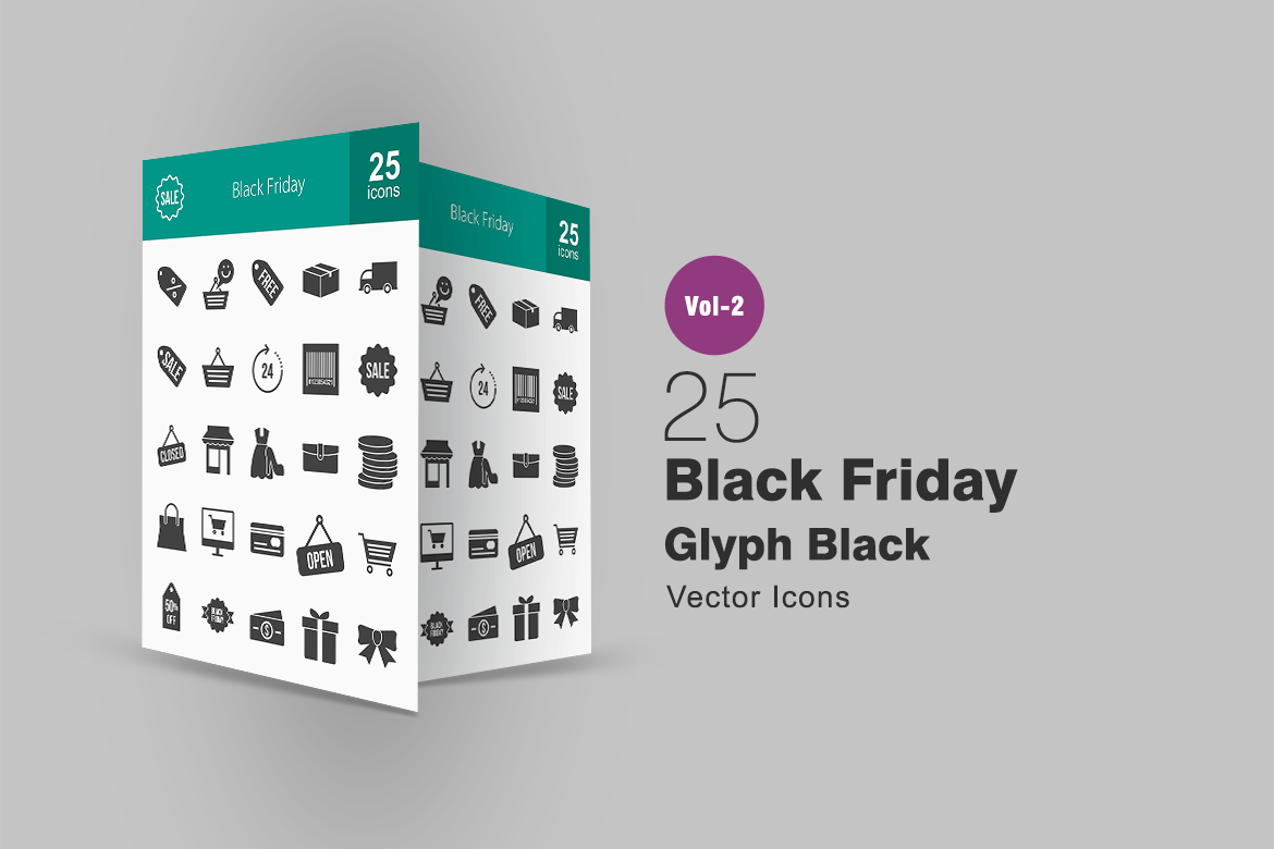 25枚黑色星期五购物节主题符号图标素材 25 Black Friday Glyph Icons插图