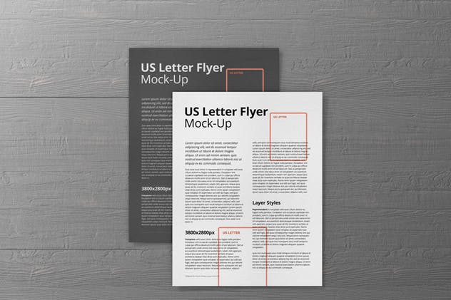 美国信纸尺寸传单设计样机模板 US Letter Flyer Mock-Up插图(4)