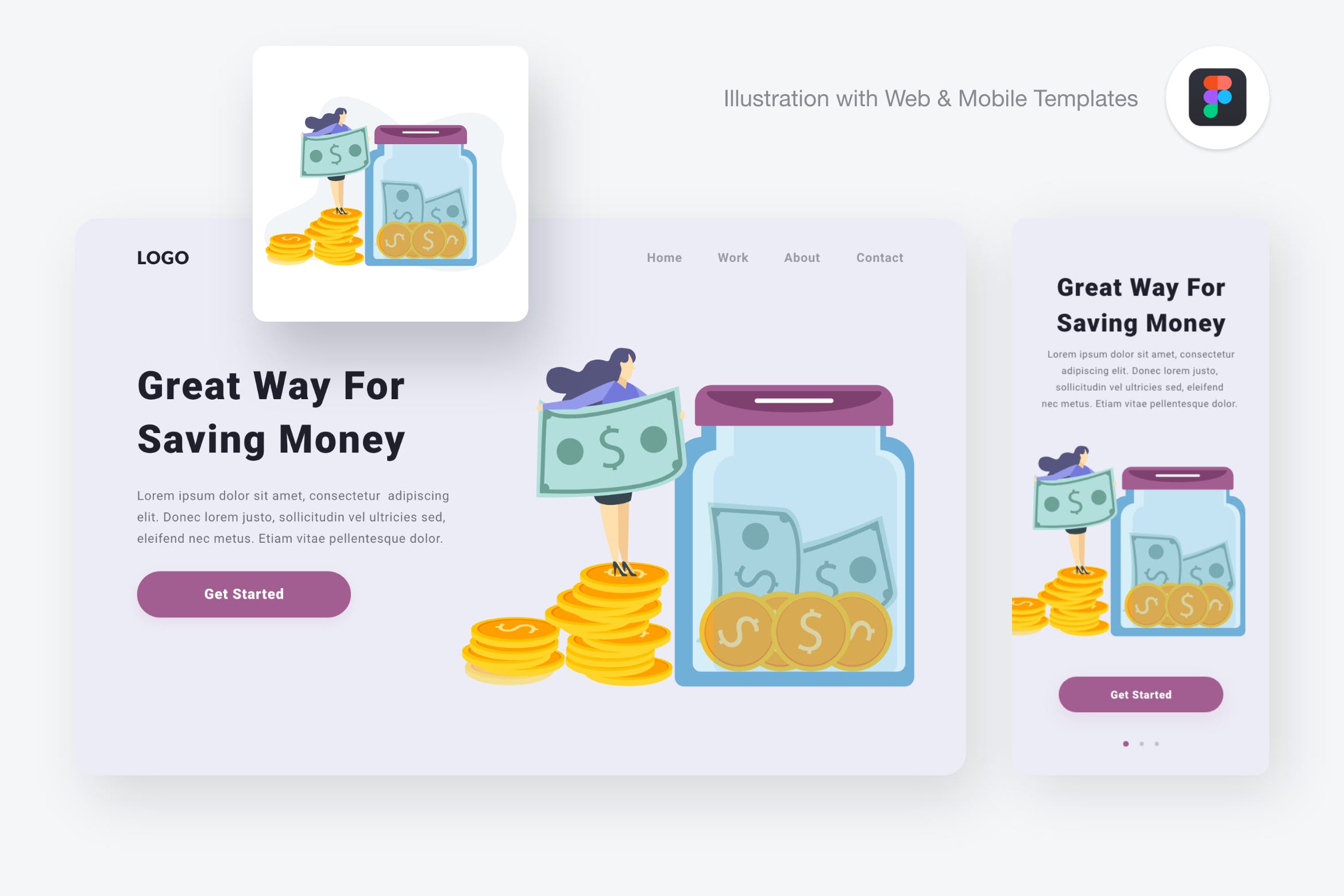 省钱计划主题矢量插画设计素材[Figma&XD] Saving money illustration (Figma & SVG)插图