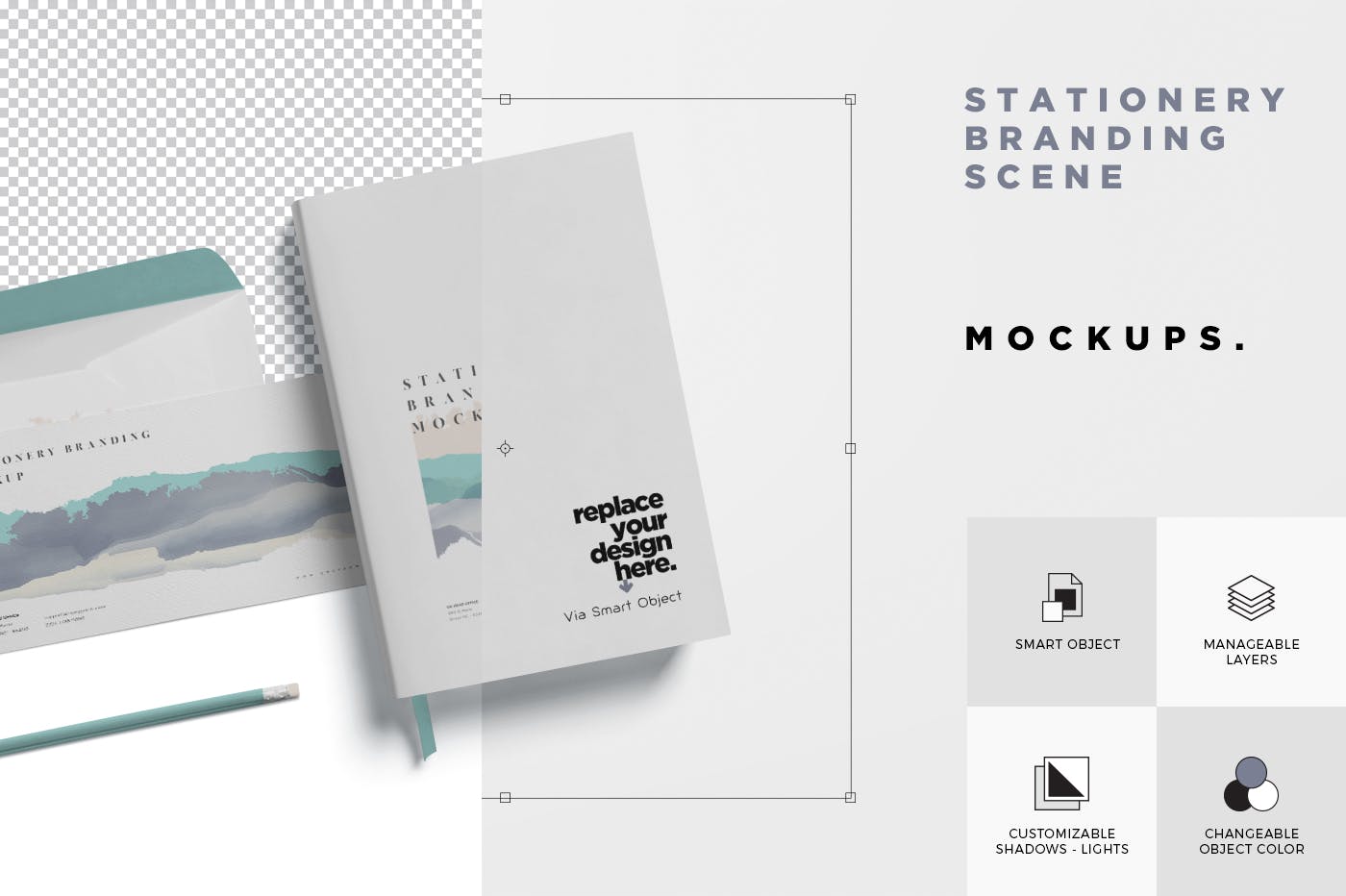 企业品牌VI设计预览办公用品样机模板 Stationery Branding Mockup Scenes插图(6)
