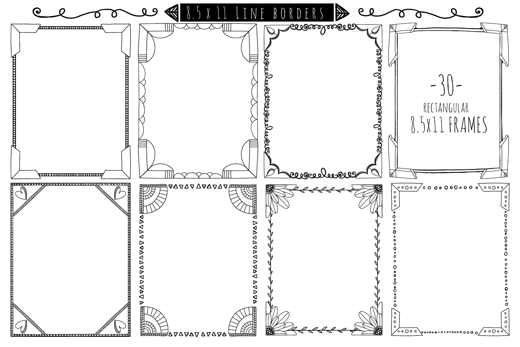 涂鸦手绘边框和框架 Hand-Drawn Borders & Frame Doodles插图(3)