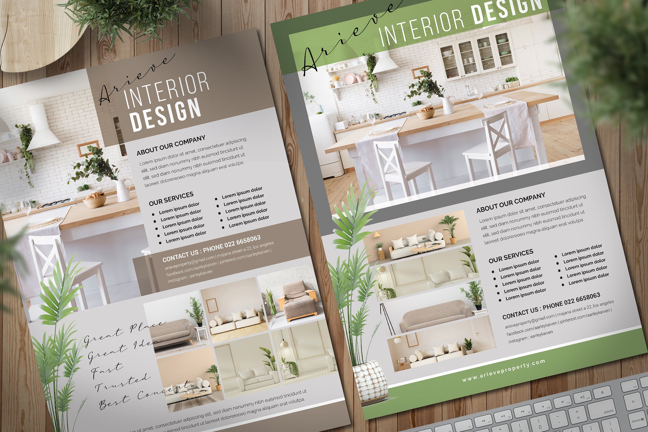 简约设计风格室内设计公司海报模板 Simple Interior Design Flyer插图