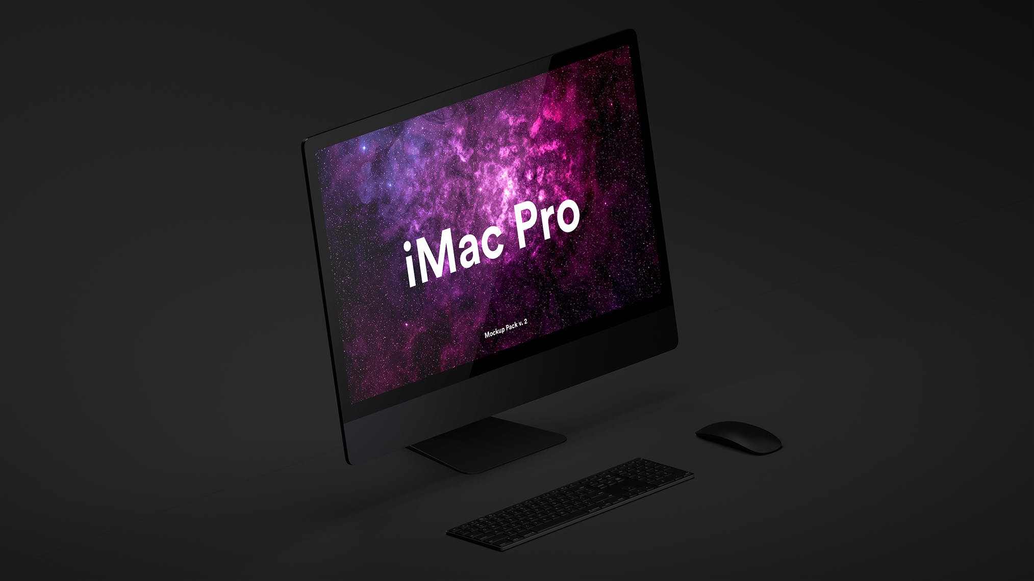 酷黑背景iMac Pro一体机电脑样机模板 Dark iMac Pro Mockup插图(2)