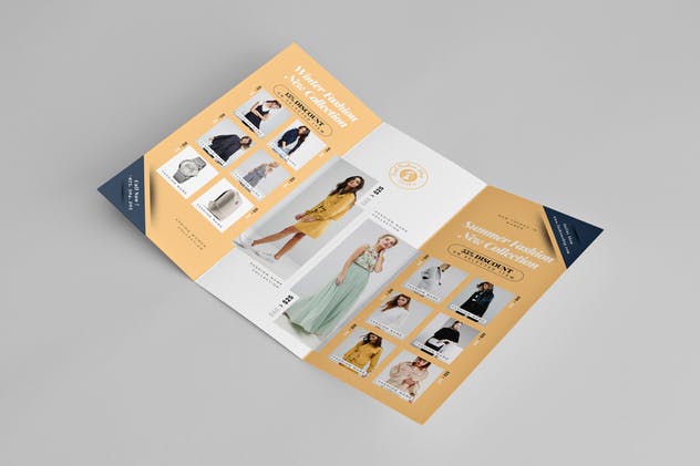 时尚店铺促销三折页传单设计模板 Fashion Sale Trifold Brochure插图2