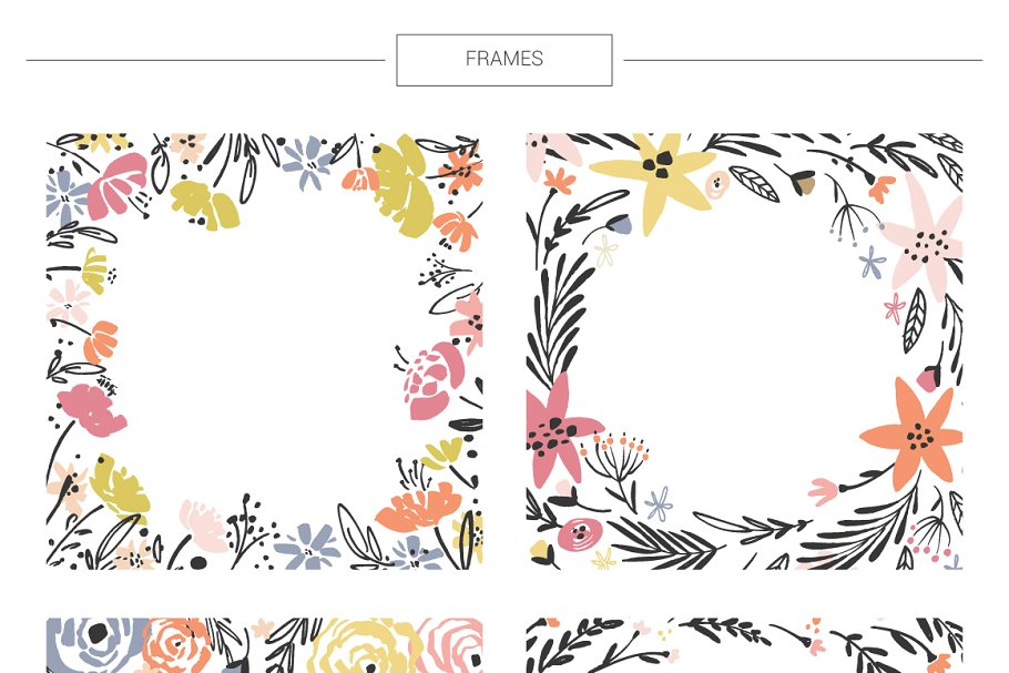 超级手绘花卉&叶子元素大礼包 Floral mega-bundle: 1267 elements插图8