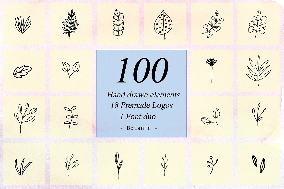 100+精致美丽的手绘花卉元素插图3