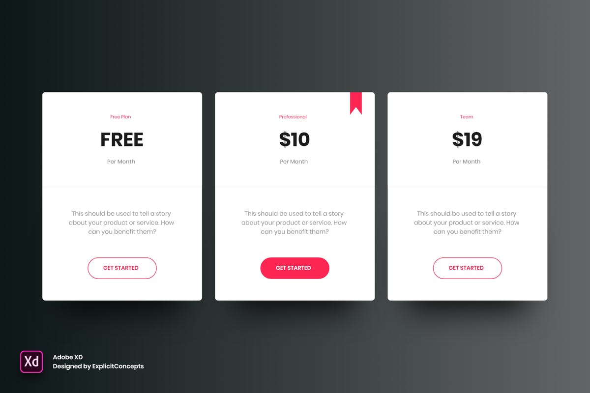 极简主义网站价格表单界面设计模板v3 for XD Pricing Table Vol 03 – Adobe XD插图
