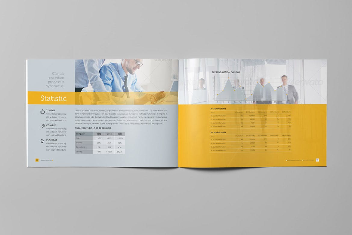 简约设计风格公司宣传画册版式设计模板 Clean Business Landscape Brochure插图(9)