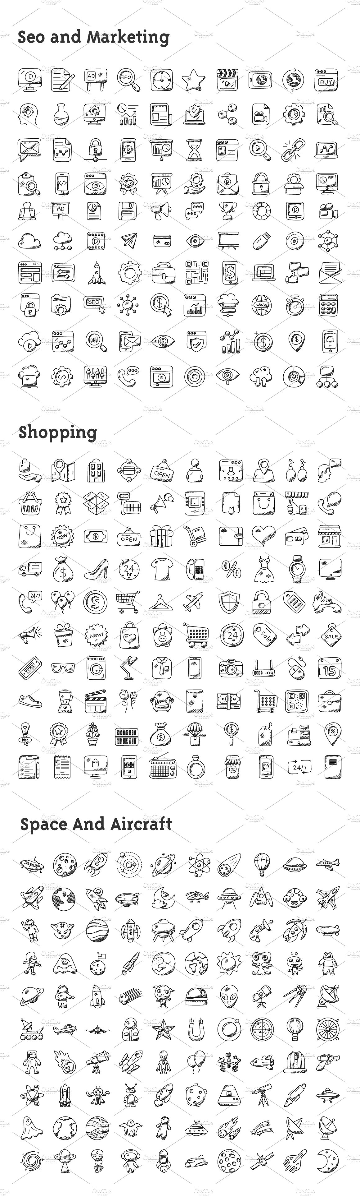 4074枚纯手工绘制涂鸦图标合集 4074 Hand Drawn Doodle Icons插图(10)