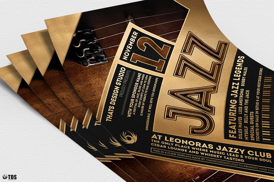 爵士音乐派对传单PSD模板v5 Jazz Festival Flyer PSD V5插图(4)