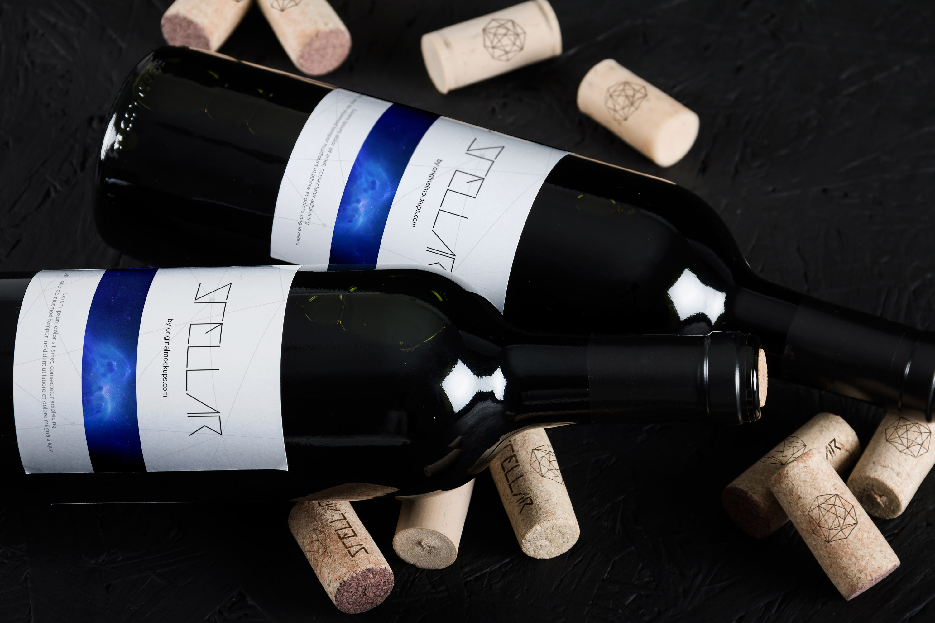 酒瓶＆酒瓶塞洋酒品牌Logo设计效果图样机11 Wine Bottle Mockup 11插图