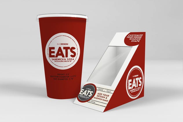 楔形三明治和苏打饮料纸杯样机套装 Sandwich Wedge and Soda Paper Cups MockUp Set插图(8)