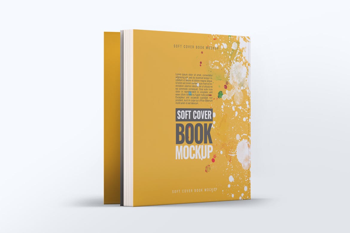 方形软装图书封面设计样机 Soft Cover Square Book Mock-Up插图(6)