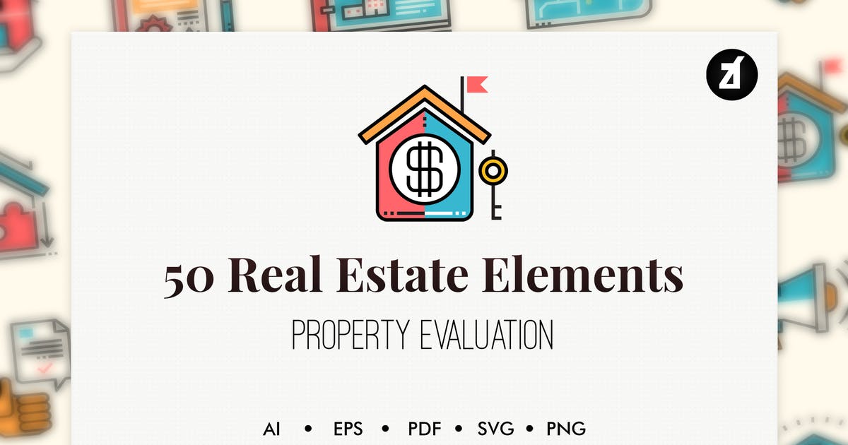 50枚房地产销售租赁主题图标素材 50 Real estate elements插图