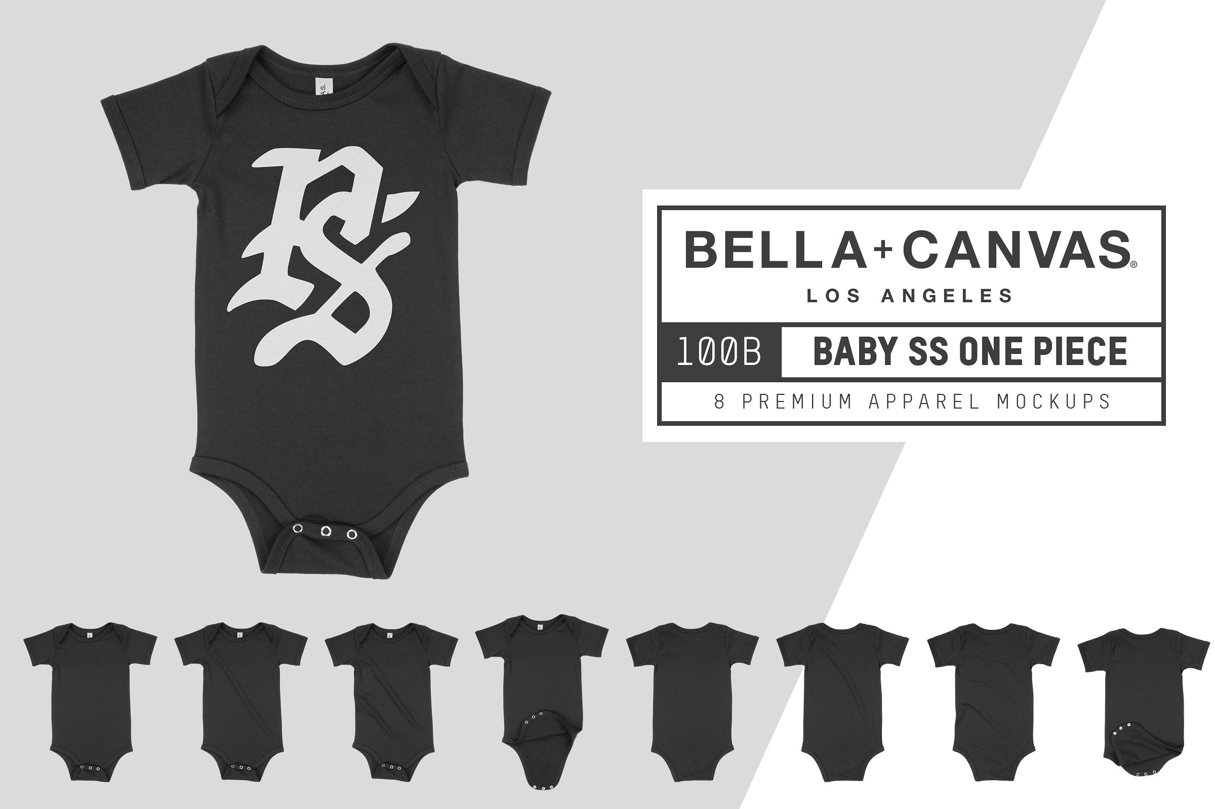 婴儿连体衣样机模板 Bella Canvas 100B Baby One Piece插图