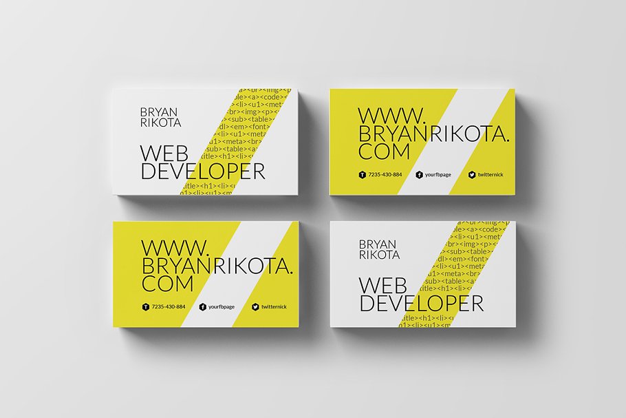 互联网前端开发人员-特色名片模板71  Web Developer – Business Card 71插图(1)