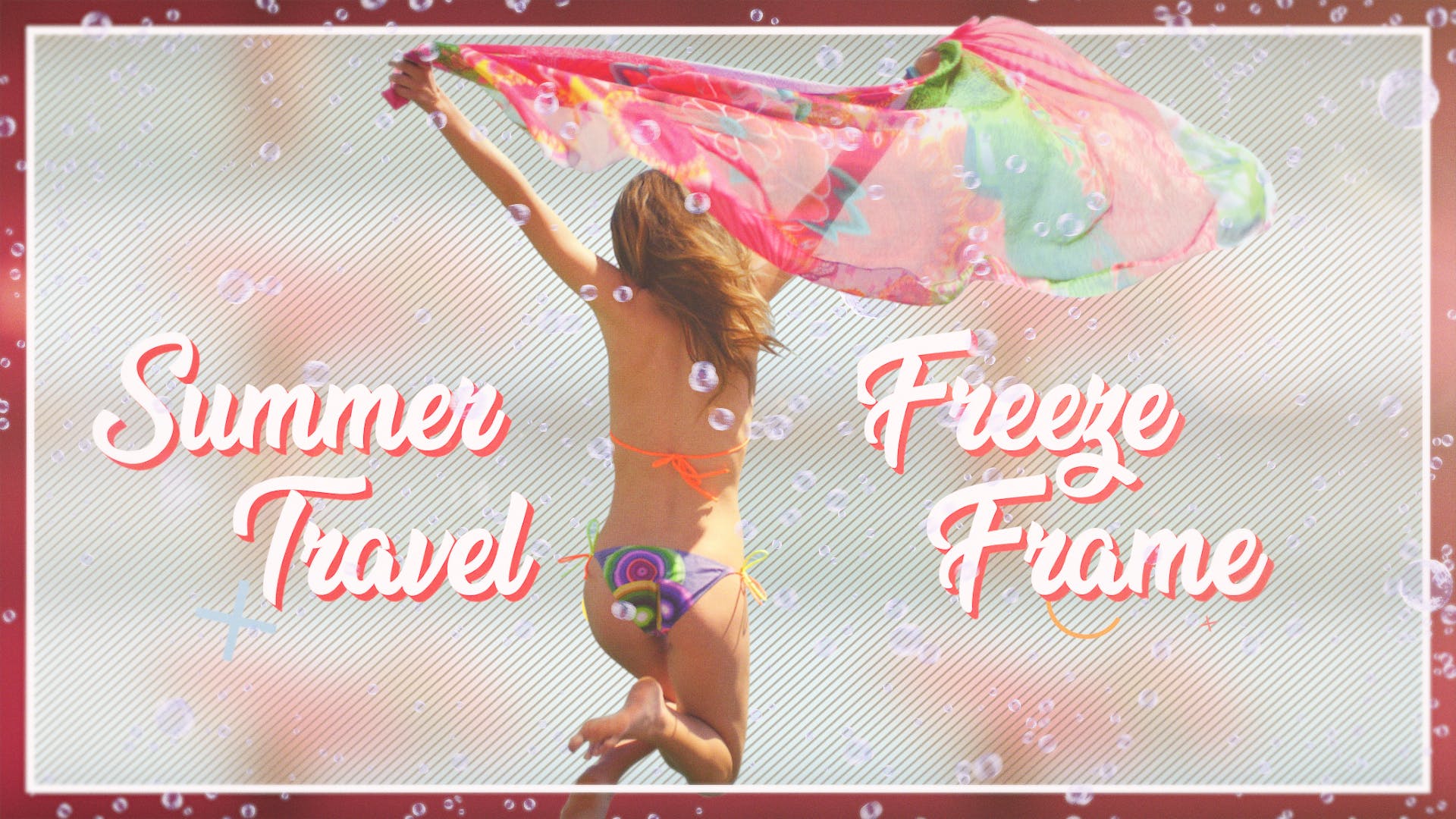 夏日旅行摄影后期处理添加相框PSD分层模板 Summer Travel Freeze Frame插图1