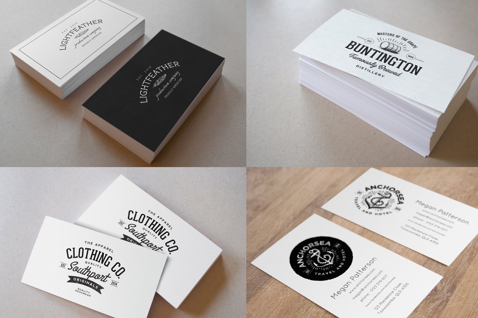 商业名片样机&复古Logo模板 Business card mockup & Vintage Logos插图(1)