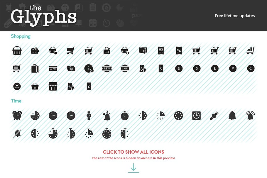 1700枚简约通用图标 The Glyphs 1700 icons & symbols插图3
