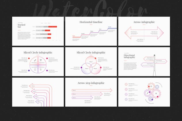 多用途水彩设计风格系列Keynote幻灯片模板 WaterColor – Keynote Template插图(11)