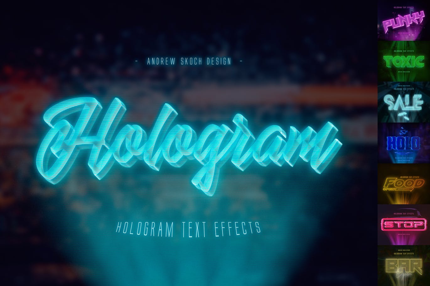 高科技未来科技感全息图效果PS字体样式 Hologram Text Effects插图