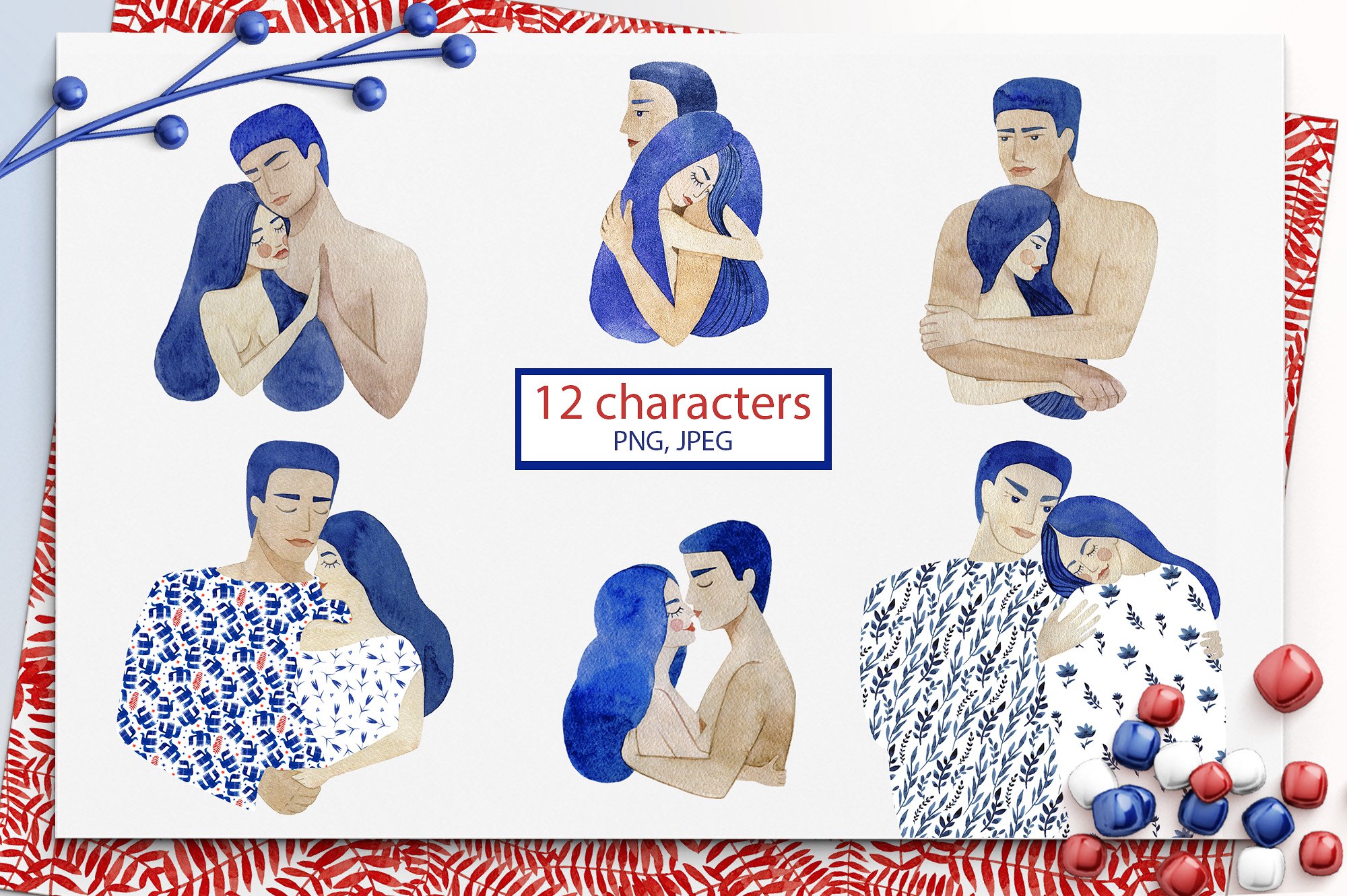 个性特别情人节水彩艺术画素材包下载插图(2)
