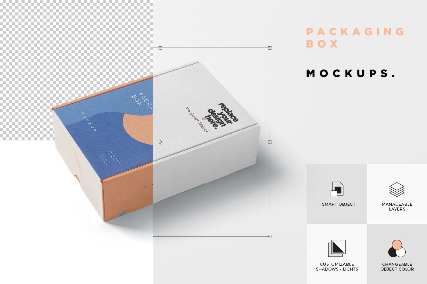 矩形包装盒设计效果图多角度预览样机 5 Rectangular Packaging Box Mockups插图(6)