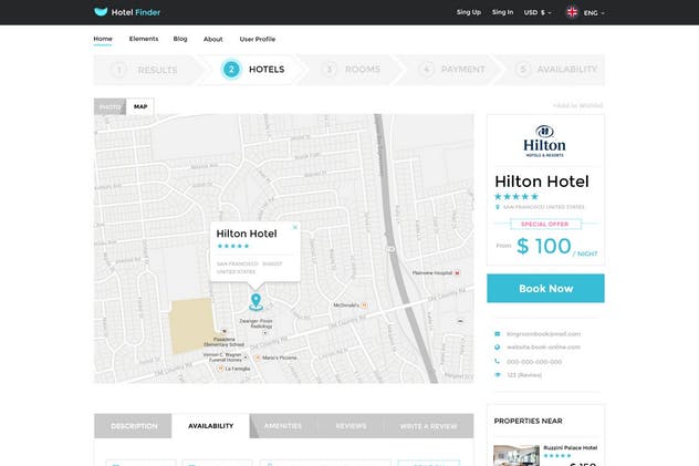 酒店在线预订网站PSD设计模板 Hotel Finder – Online Booking PSD Template插图(5)