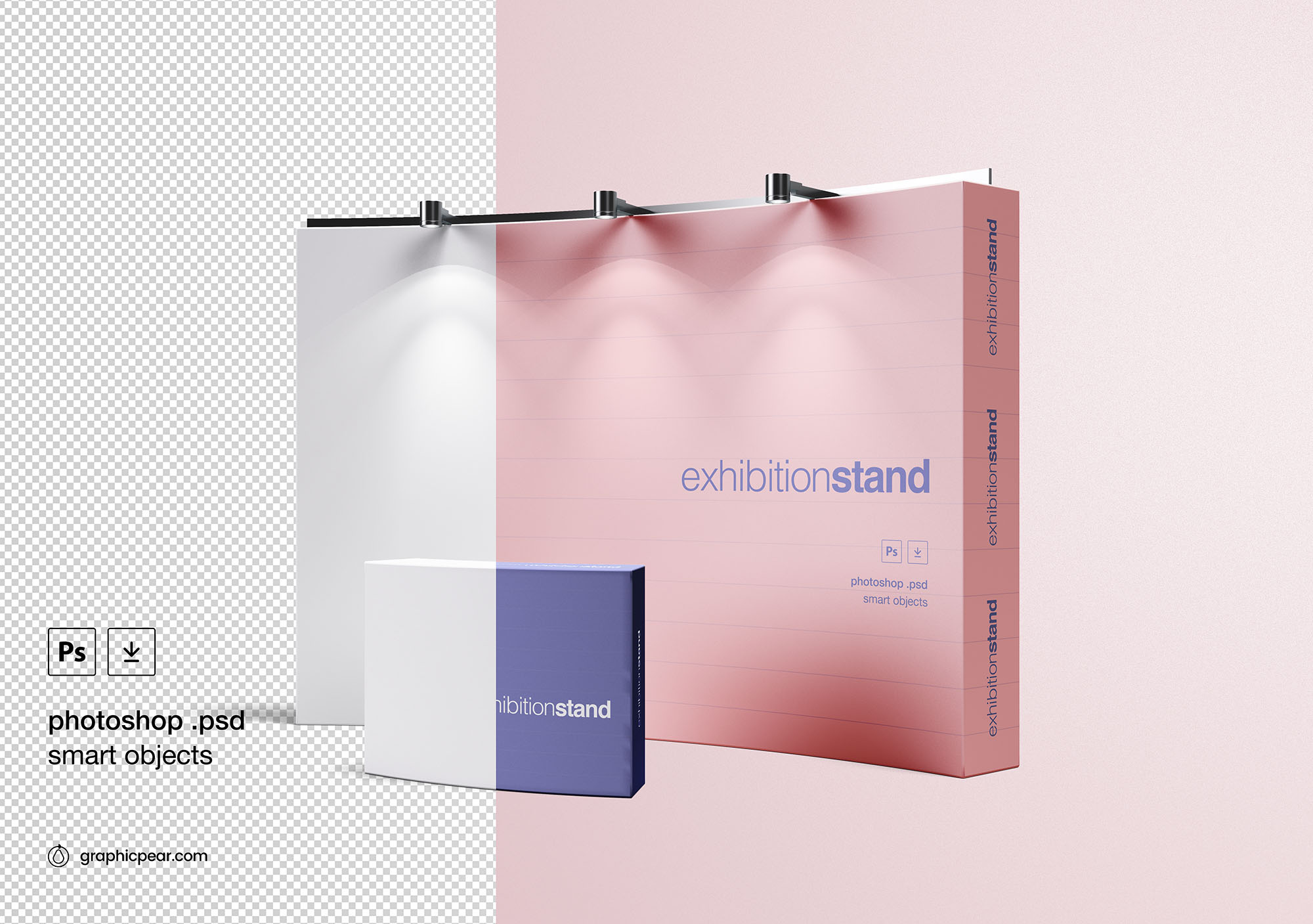 简易品牌展台设计效果图样机模板 Simple Exhibition Stand Mockup插图1