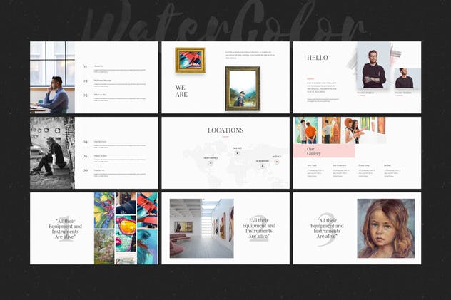 多用途水彩设计风格系列Keynote幻灯片模板 WaterColor – Keynote Template插图(8)