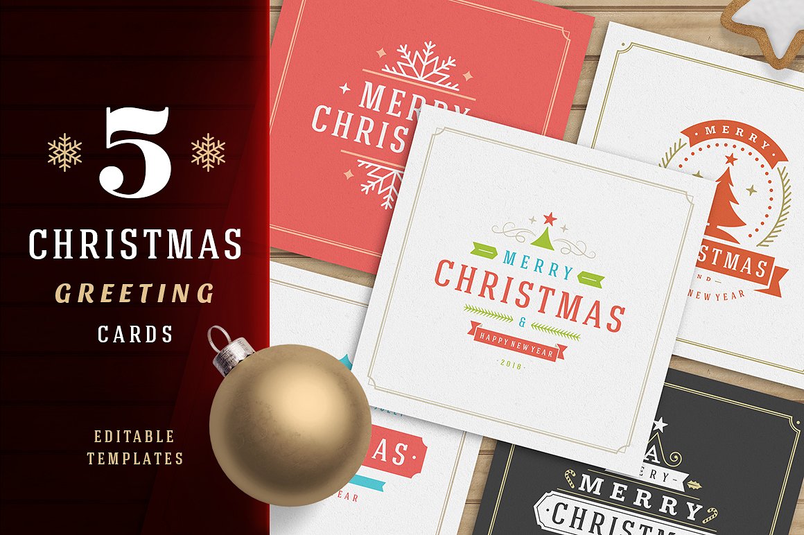 5套简约精致的圣诞节贺卡模板下载[ai,psd]插图
