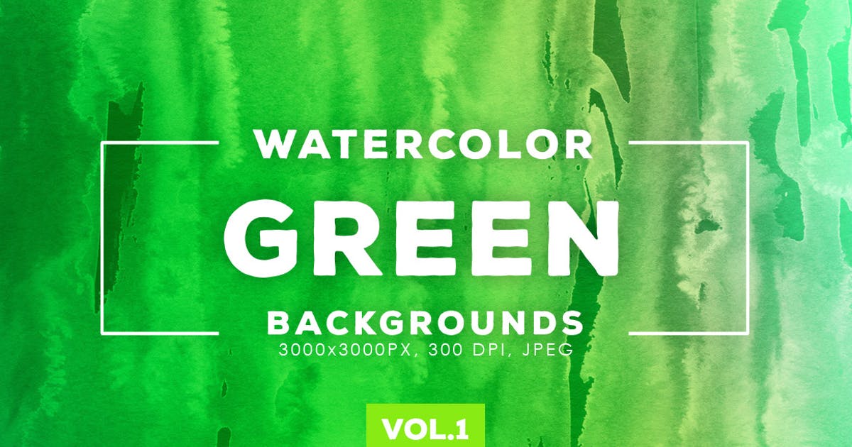 绿色水彩涂料肌理背景设计素材v1 Green Watercolor Backgrounds Vol.1插图