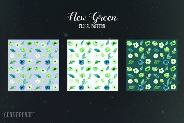 新绿色水彩主题设计插图套装 Watercolor Design Kit New Green插图(3)