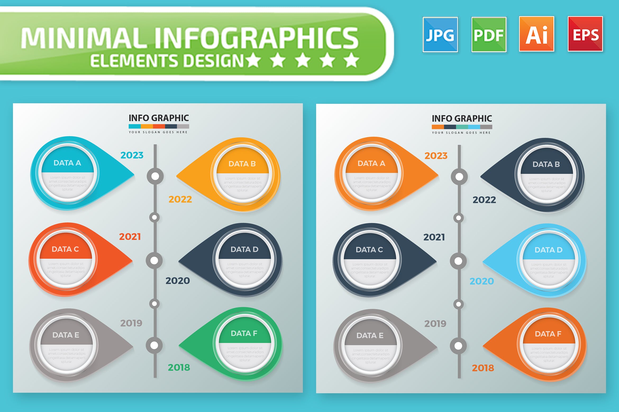 时间轴大事记信息图表制作设计素材 Timeline Infographic Elements Design插图