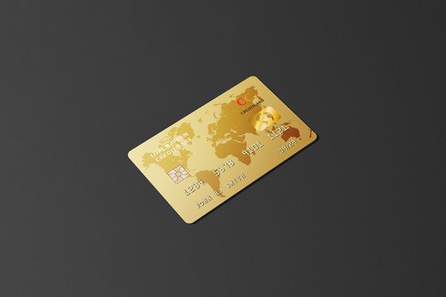 高端亮金风格银行信用卡样机 Golden Credit Card Mockup插图(8)