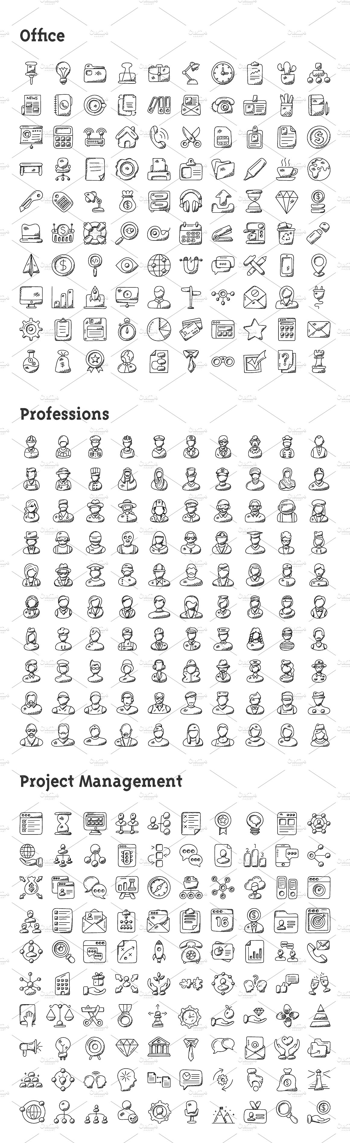 4074枚纯手工绘制涂鸦图标合集 4074 Hand Drawn Doodle Icons插图(9)