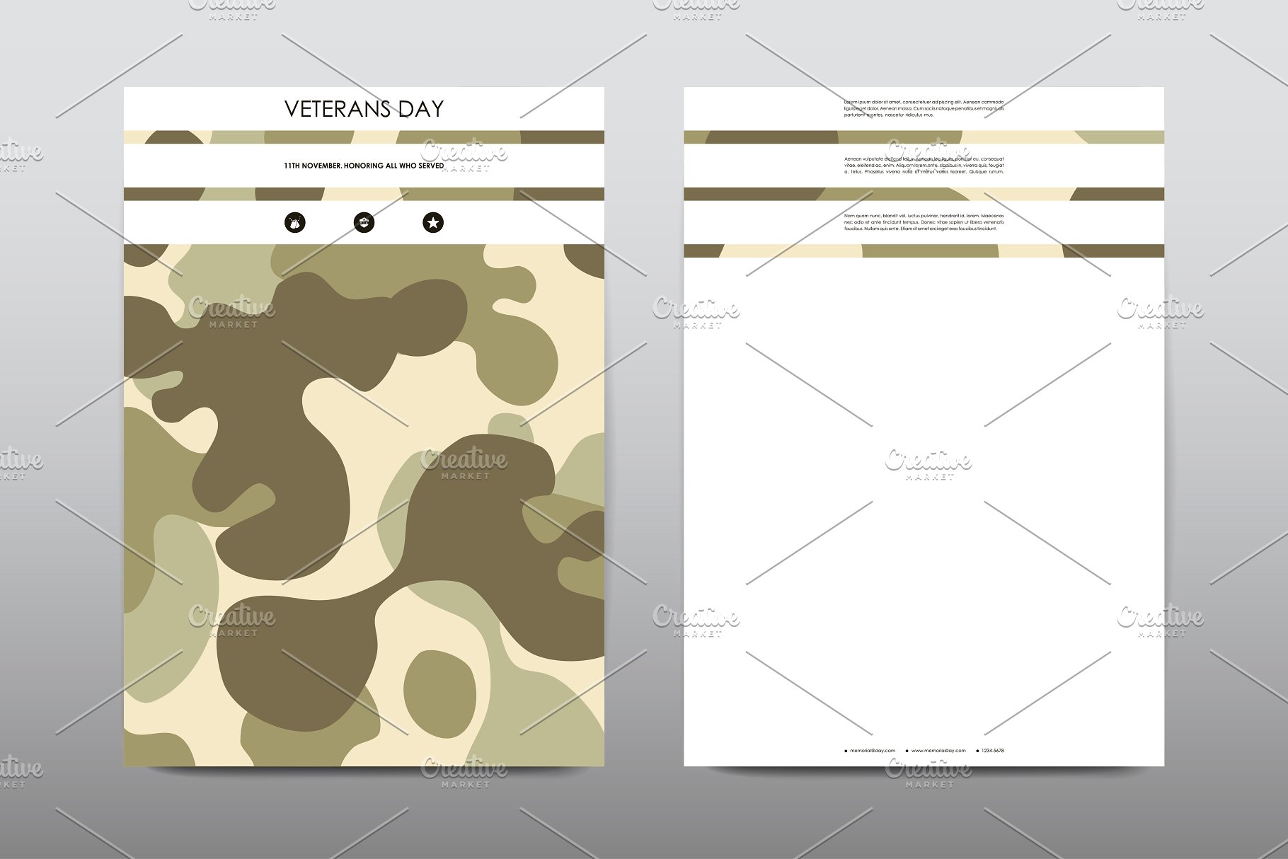 40+老兵节军人宣传小册模板 Veteran’s Day Brochures Bundle插图25