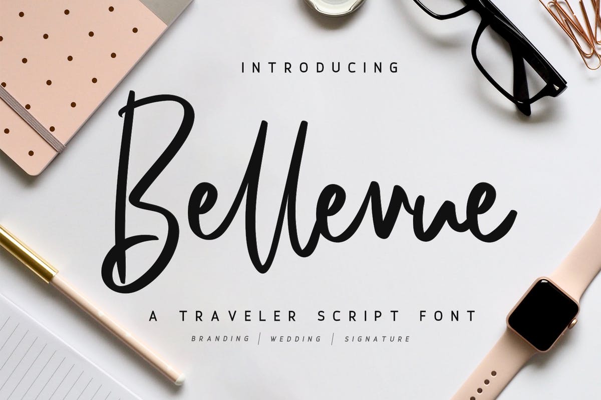 个性独特英文手写书法字体 Bellevue // A Traveler Script Font插图