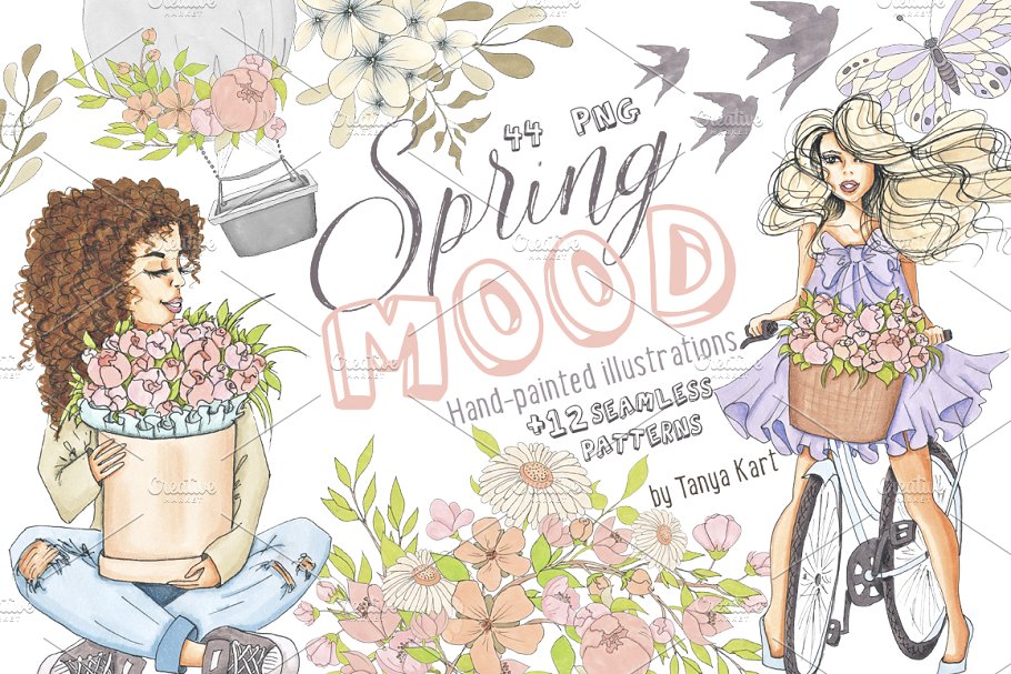 春季情调水彩插画合集 Spring Mood Design Kit插图