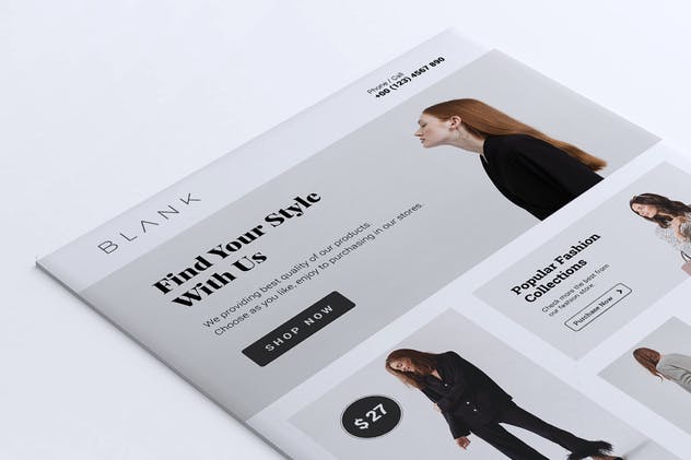 极简主义设计风格时尚品牌促销广告海报设计模板 BLANK Minimal Fashion Flyer插图(2)